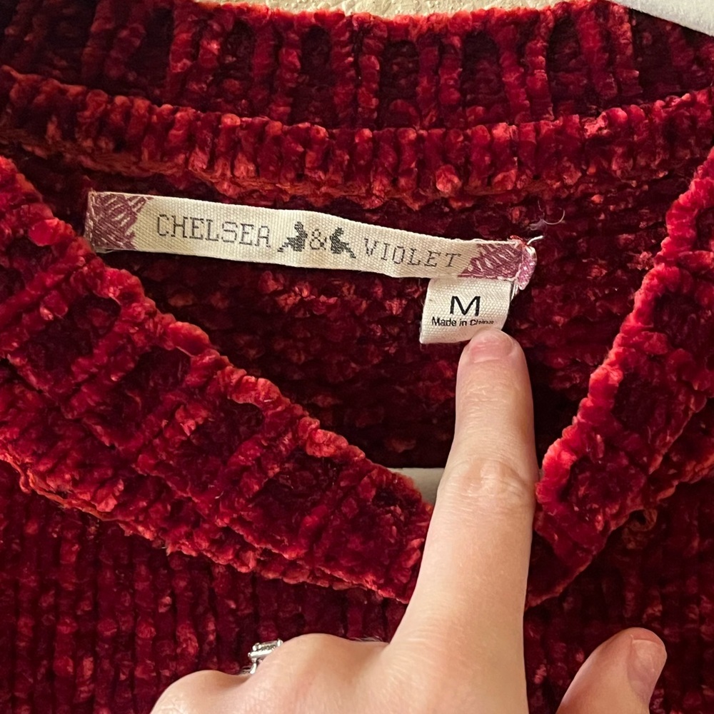Cropped Ruby Red Chelsea & Violet Sweater View 3